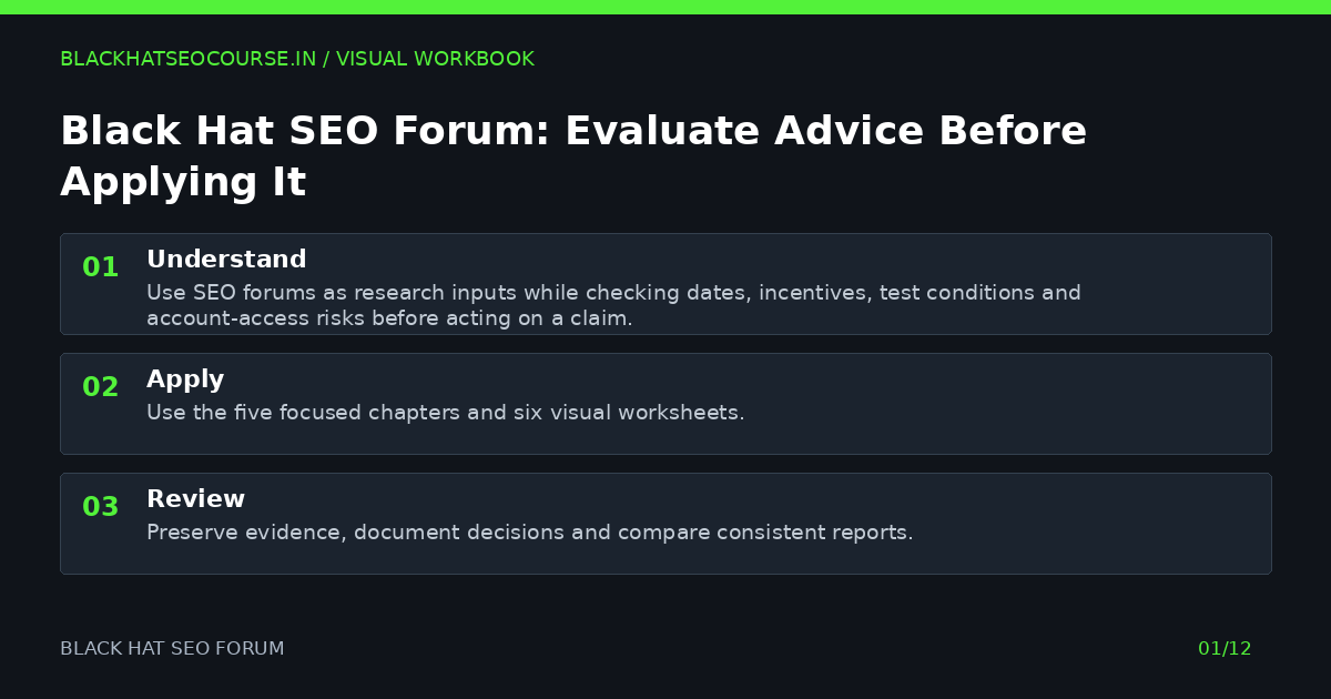 Black Hat SEO Forum: Evaluate Advice Before Applying It