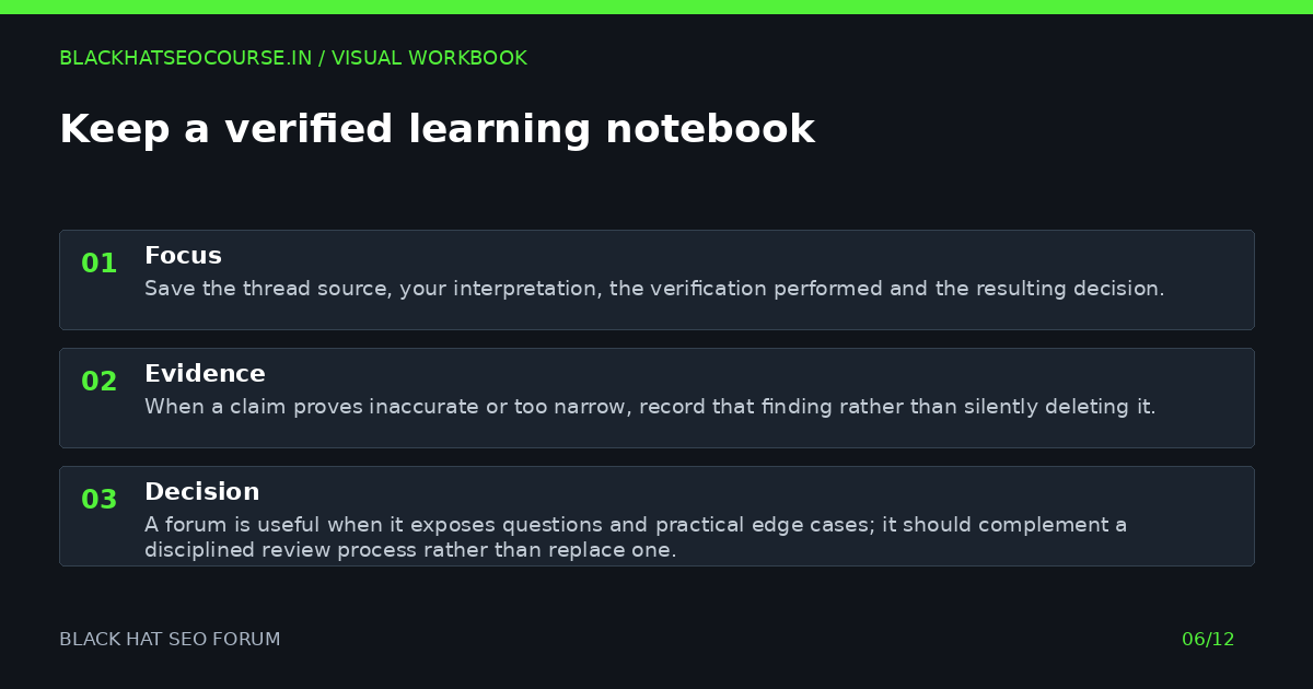 Keep a verified learning notebook — visual summary